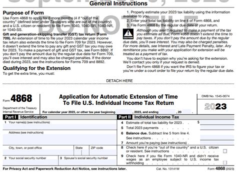 irs tax extension form 4868 printable form